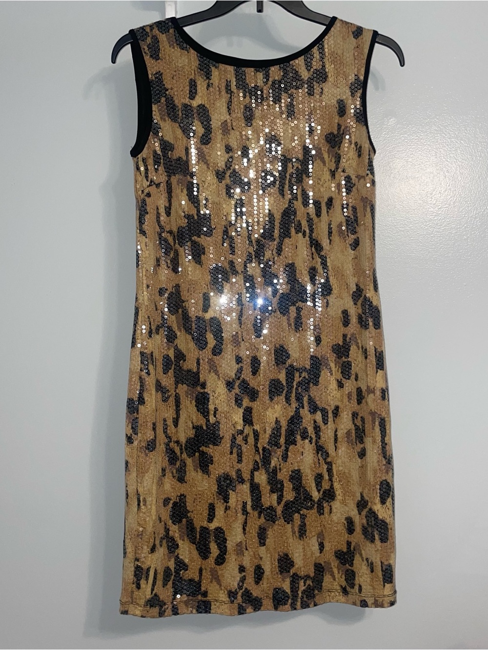 Very Vollbracht Leopard Sequin Sheath Cocktail Dress Small Like New Small